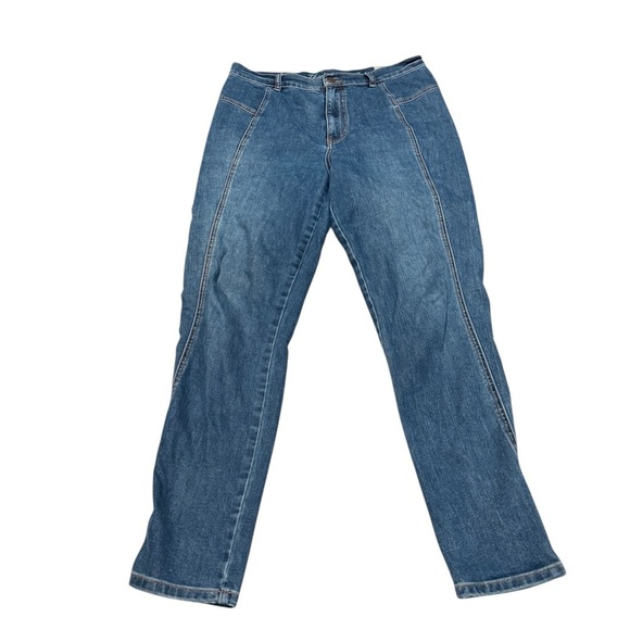 Free People We The Free High Rise Riley Seamed Jeans Blue Denim Size 31 - Picture 1 of 4